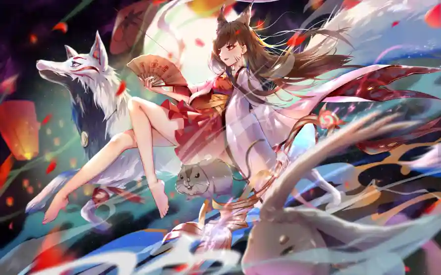 4k兽耳壁纸-狐耳少女与花瓣-壁纸分享「哲风壁纸」