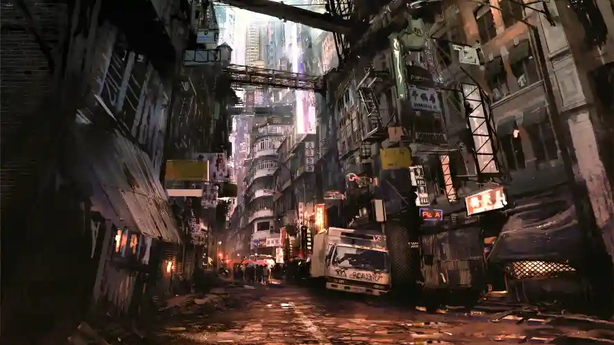 4k建筑壁纸 - 小巷 - 灯光 - 复古「哲风壁纸」