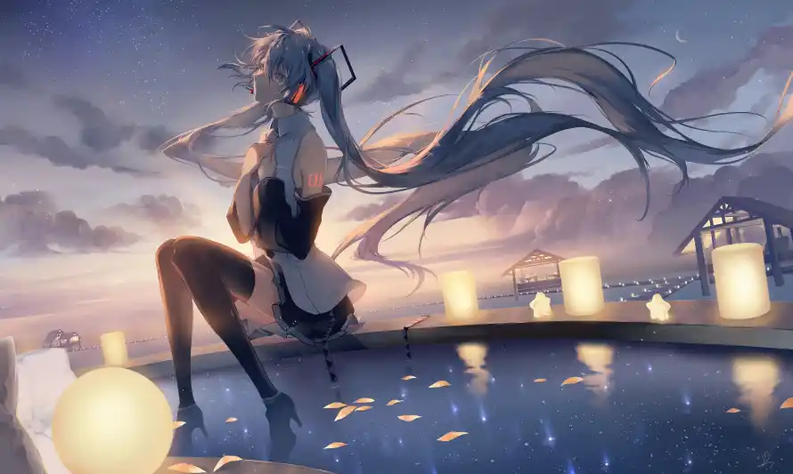 4k长发壁纸 - 黄昏 - 暖光 - 少女「哲风壁纸」