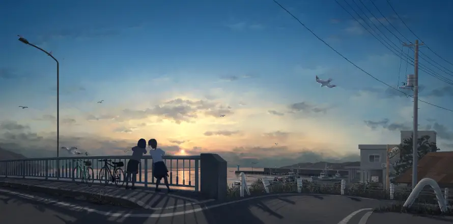 4k日落壁纸 - 路灯 - 黄昏 - 海边「哲风壁纸」