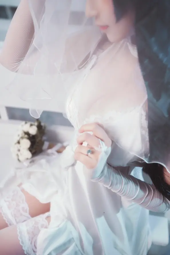4k丝带壁纸 - 犬 - 女生 - 婚纱「哲风壁纸」