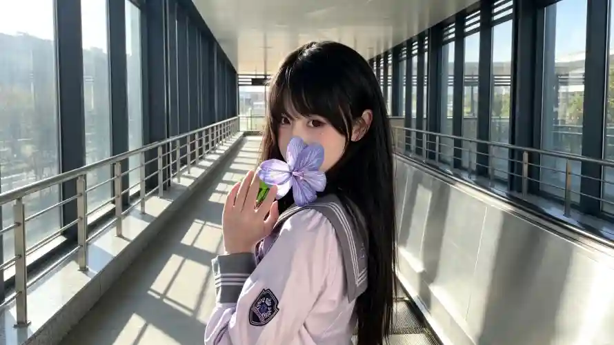 3k制服壁纸-学院风 - 回头-浅粉穿搭壁纸推荐「哲风壁纸」