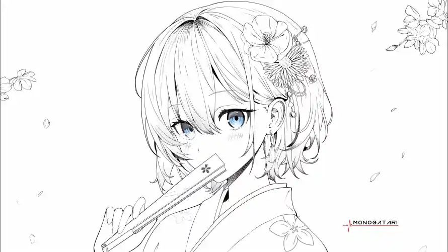 4k和服壁纸 - 樱花 - 短发 - 线稿「哲风壁纸」 4k和服壁纸 - 樱花 - 短发 - 线稿「哲风壁纸」