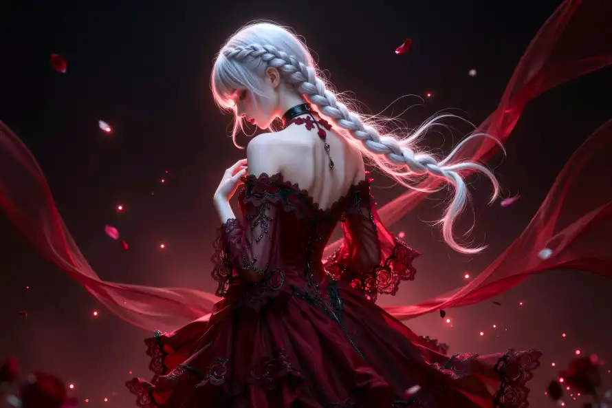 4k少女壁纸 - 插画 - 红绸 - 红色「哲风壁纸」 4k少女壁纸 - 插画 - 红绸 - 红色「哲风壁纸」