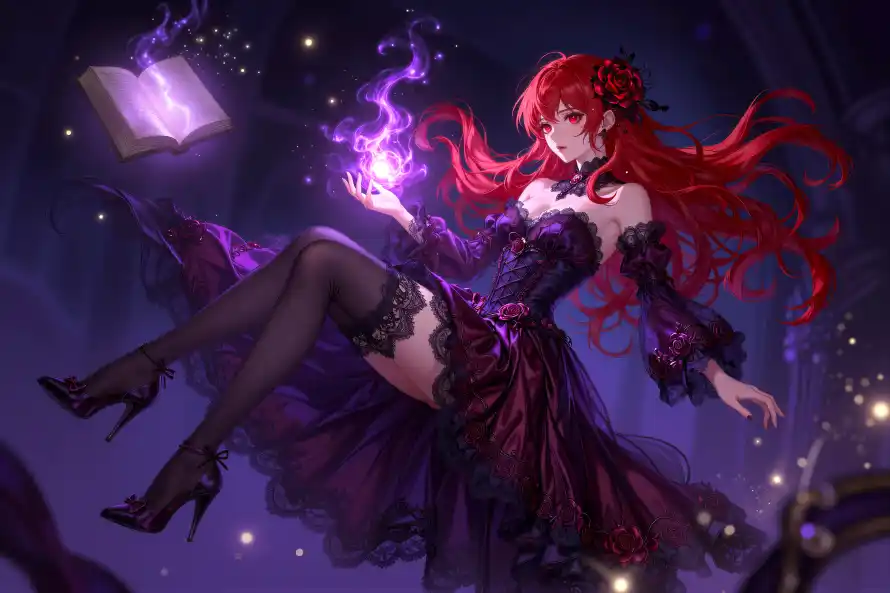 5k少女壁纸-二次元 - 插画-紫色魔法壁纸分享「哲风壁纸」