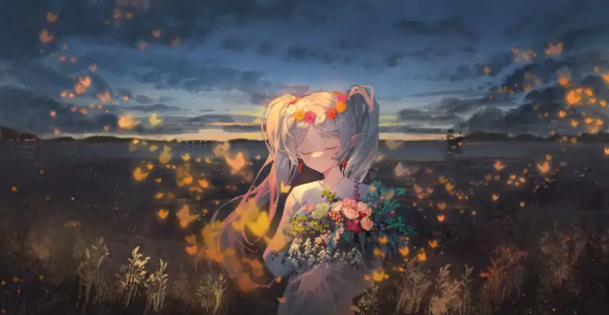 4k动漫壁纸 - 夜空 - 微笑 - 花束「哲风壁纸」 4k动漫壁纸 - 夜空 - 微笑 - 花束「哲风壁纸」