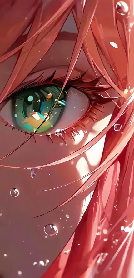 4k02壁纸 - 水珠 - 红发 - 二次元「哲风壁纸」