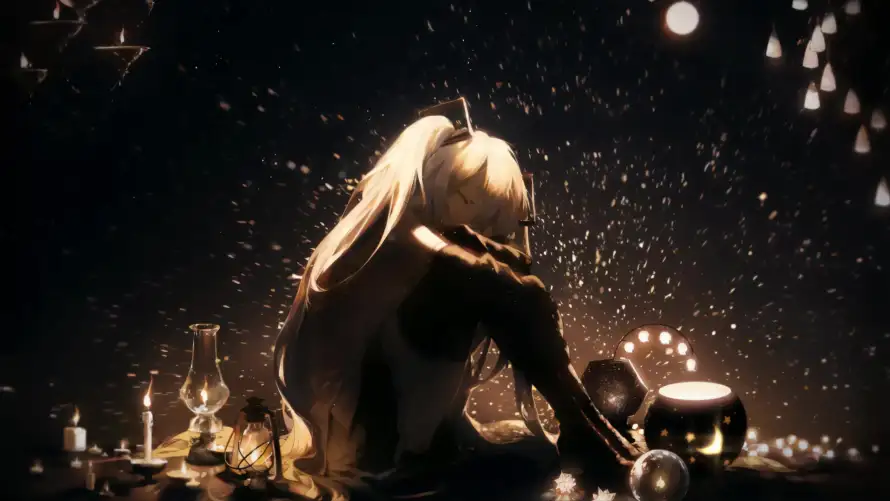 4k夜晚壁纸-少女 - 星河-星空「哲风壁纸」