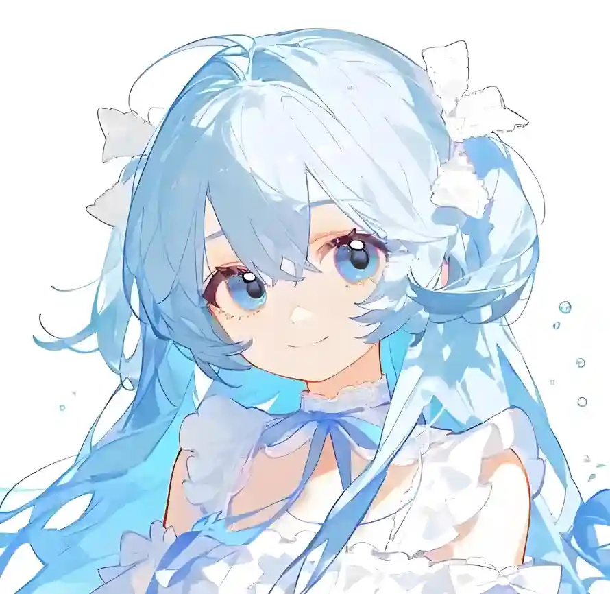 4k气泡壁纸 - 少女 - 白裙 - 微笑「哲风壁纸」