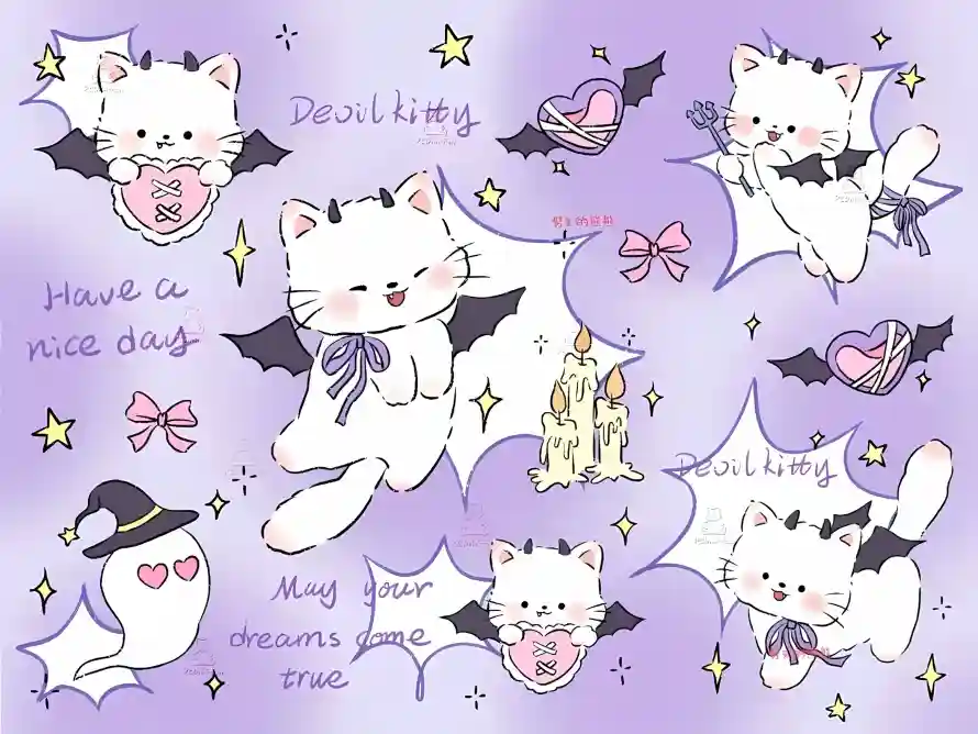 4k可爱壁纸 - 小猫 - 幽灵 - 手绘「哲风壁纸」