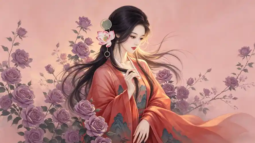 4k长发壁纸 - 汉服 - 发饰 - 国风「哲风壁纸」