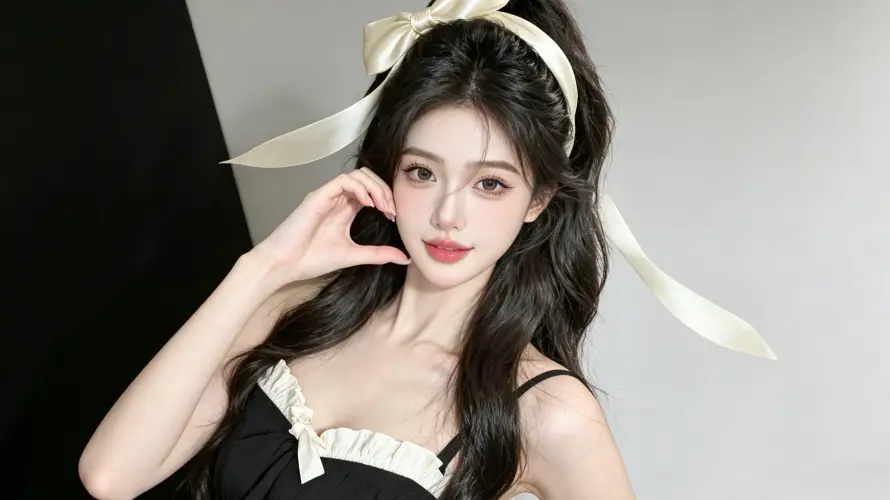 4k比心壁纸 - 甜酷 - 红唇 - 美女「哲风壁纸」