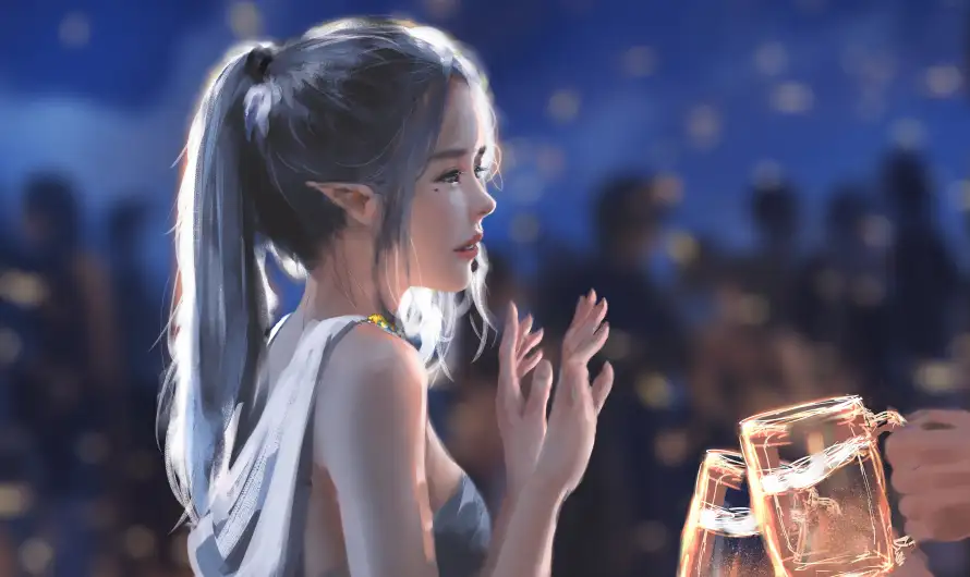 4k吊带壁纸-精灵耳壁纸和夜晚-WLOP热门的壁纸「哲风壁纸」