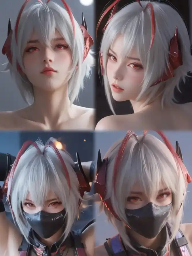 4k3D壁纸 - 角 - 口罩 - 红瞳「哲风壁纸」