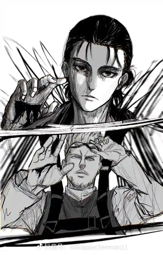 4k手绘壁纸 - 漫画 - 艾伦 - 黑白「哲风壁纸」