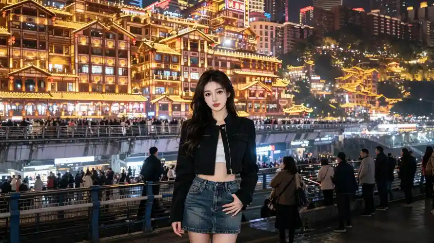 4k夜景壁纸 - 美女 - 穿搭 - 街拍「哲风壁纸」