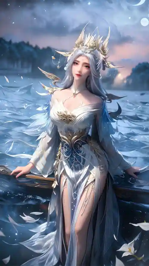 4k夜晚壁纸 - 月亮 - 水面 - 皇冠「哲风壁纸」