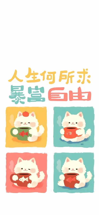 4k卡通壁纸 - 可爱 - 四格 - 小猫「哲风壁纸」
