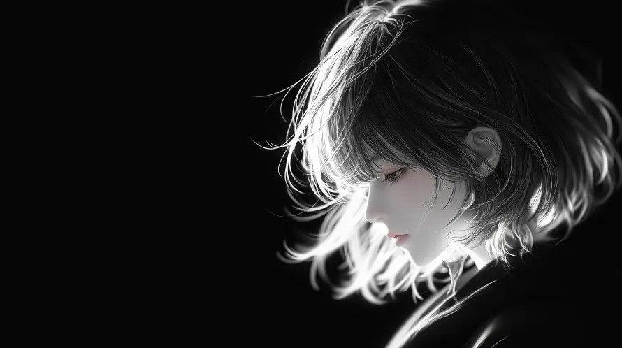 4k侧脸壁纸 - 灰 - 光影 - 插画「哲风壁纸」