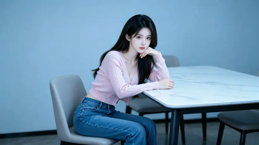 4k黑发壁纸 - 长发 - 美女 - 室内「哲风壁纸」