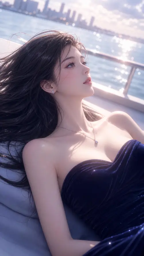 4k侧脸壁纸 - 御姐 - 插画 - 海面「哲风壁纸」