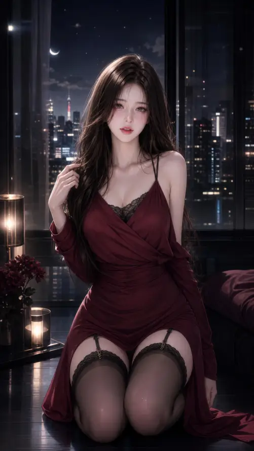 4k夜晚壁纸 - 御姐 - 插画 - 美女「哲风壁纸」