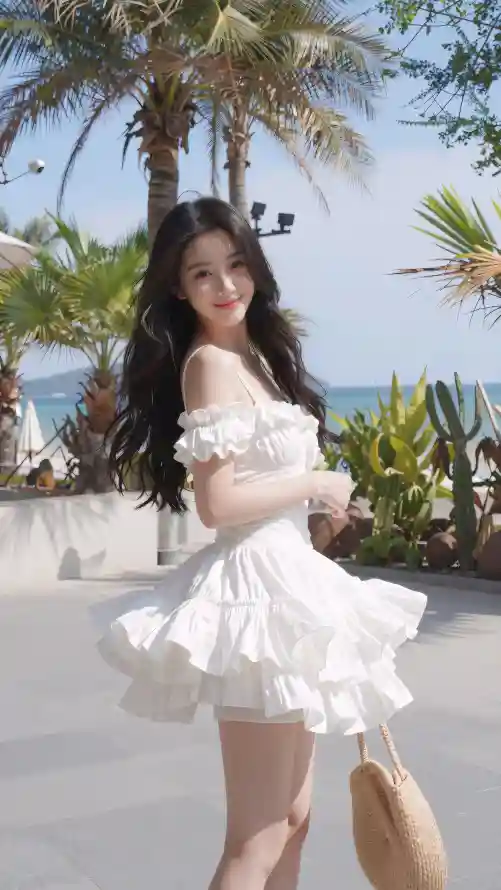 4k少女壁纸 - 度假 - 沙滩 - 海边「哲风壁纸」