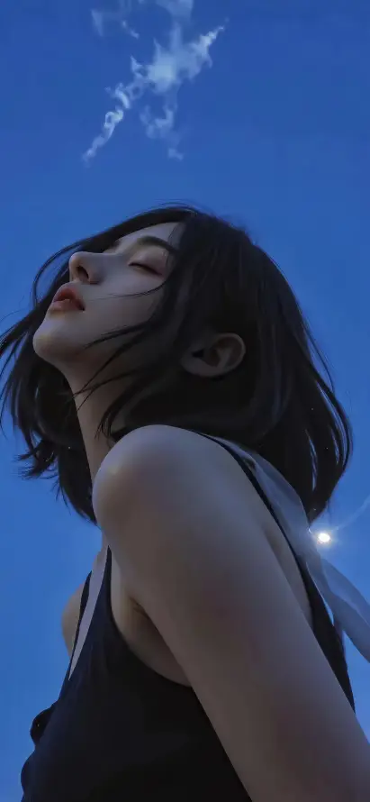 4k仰望壁纸 - 吊带 - 少女 - 插画「哲风壁纸」