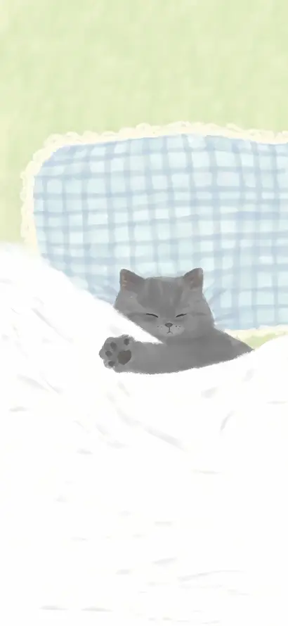 4k卡通壁纸 - 小猫 - 慵懒 - 插画「哲风壁纸」