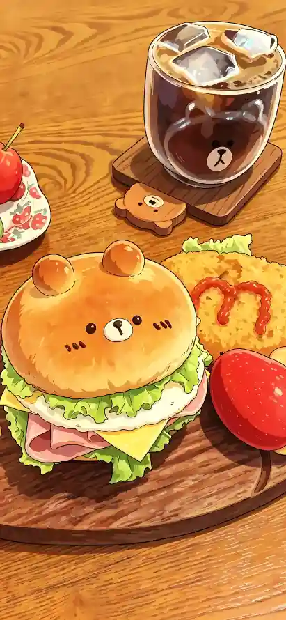 4k冰饮壁纸 - 卡通 - 可爱 - 小熊「哲风壁纸」