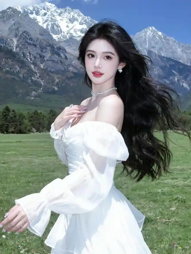 4k户外壁纸 - 白裙 - 美女 - 耳环「哲风壁纸」