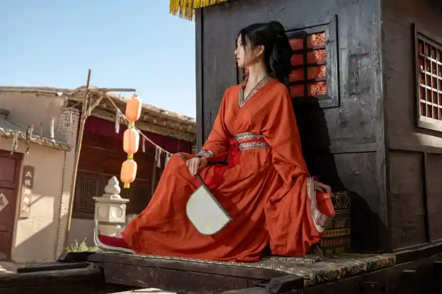 3k古街壁纸-古建筑壁纸和古装-红衣女子壁纸推荐「哲风壁纸」