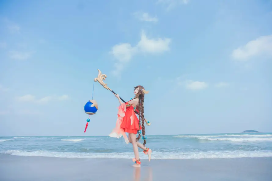 4k大乔壁纸 - 沙滩 - 法杖 - 海浪「哲风壁纸」