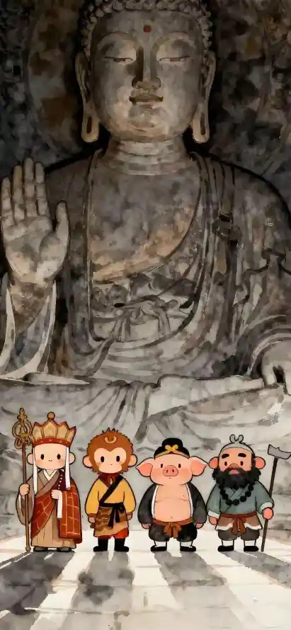 4k国风壁纸 - 卡通 - 插画 - 唐僧「哲风壁纸」
