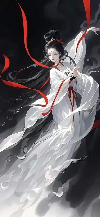 4k黑发壁纸 - 国风 - 古装 - 白衣「哲风壁纸」