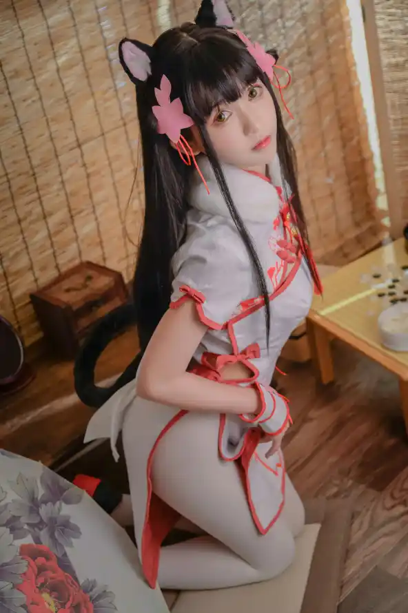 4k兽耳壁纸 - 夕暮 - 旗袍 - 猫尾「哲风壁纸」