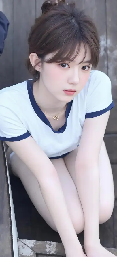 4k项链壁纸 - 少女 - 清纯 - 蹲姿「哲风壁纸」