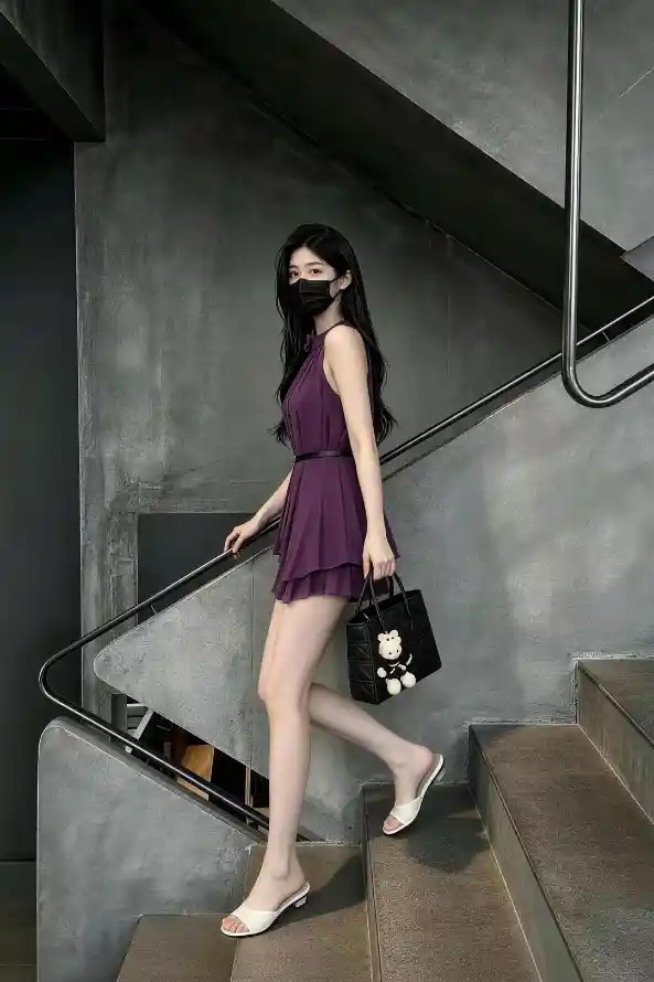 4k凉拖壁纸 - 楼梯 - 美女 - 街拍「哲风壁纸」