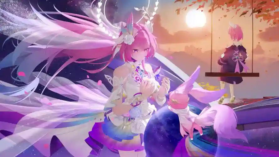 3k少女壁纸-秋千 - 黄昏-二次元「哲风壁纸」