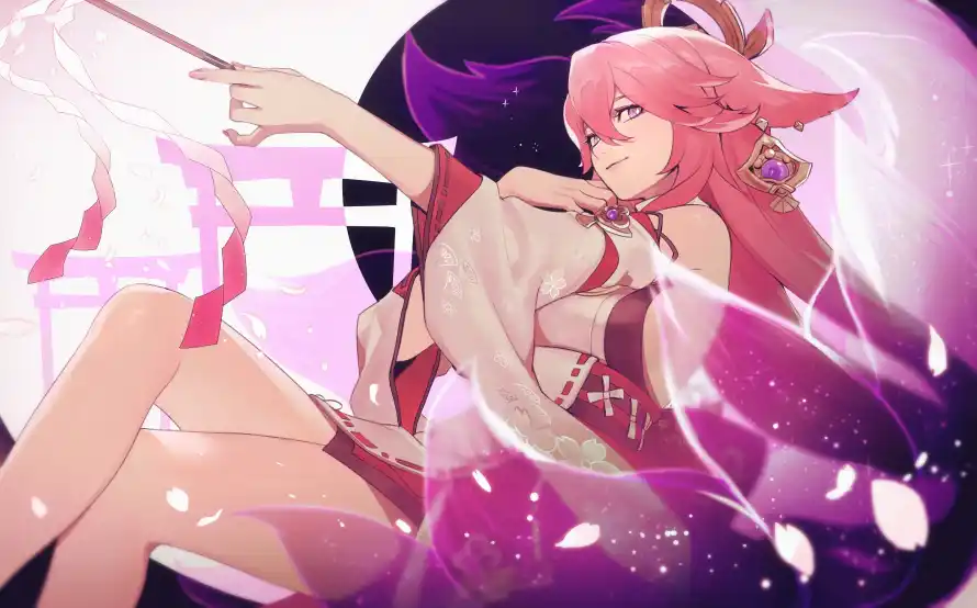 4k原神壁纸 - 巫女 - 游戏 - 狐耳「哲风壁纸」