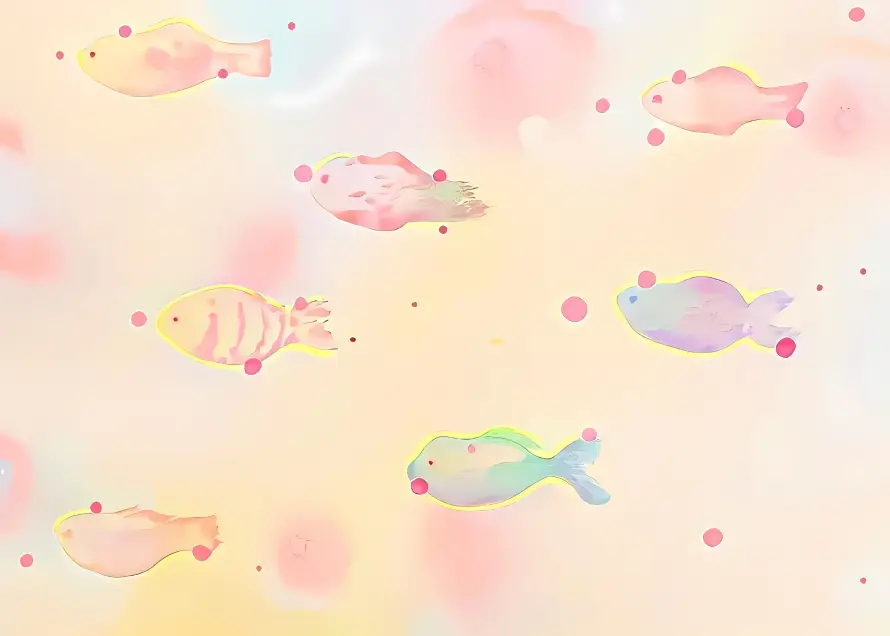 4k卡通壁纸 - 小鱼 - 手绘 - 插画「哲风壁纸」