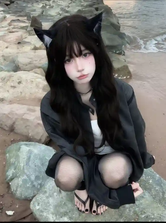 4k岩石壁纸 - 海边 - 卷发 - 美女「哲风壁纸」