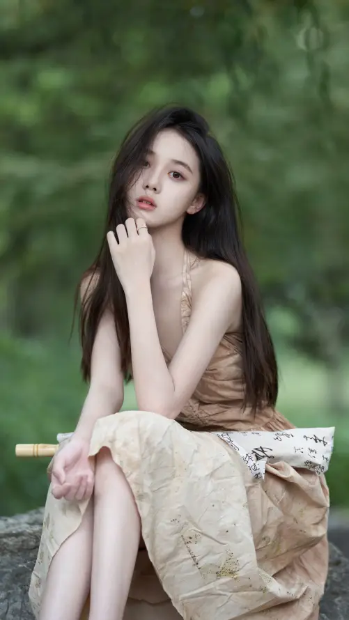 4k写真壁纸 - 坐姿 - 户外 - 棕色「哲风壁纸」
