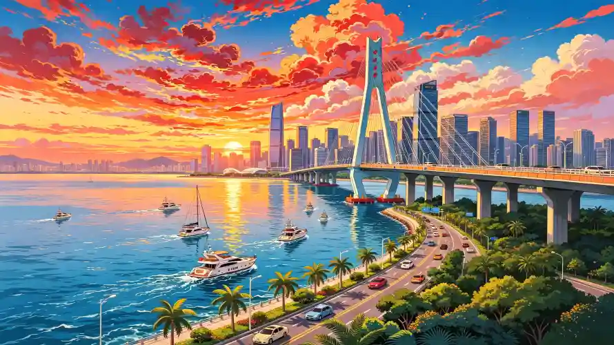 4k傍晚壁纸 - 公路 - 城市 - 大桥「哲风壁纸」 4k傍晚壁纸 - 公路 - 城市 - 大桥「哲风壁纸」