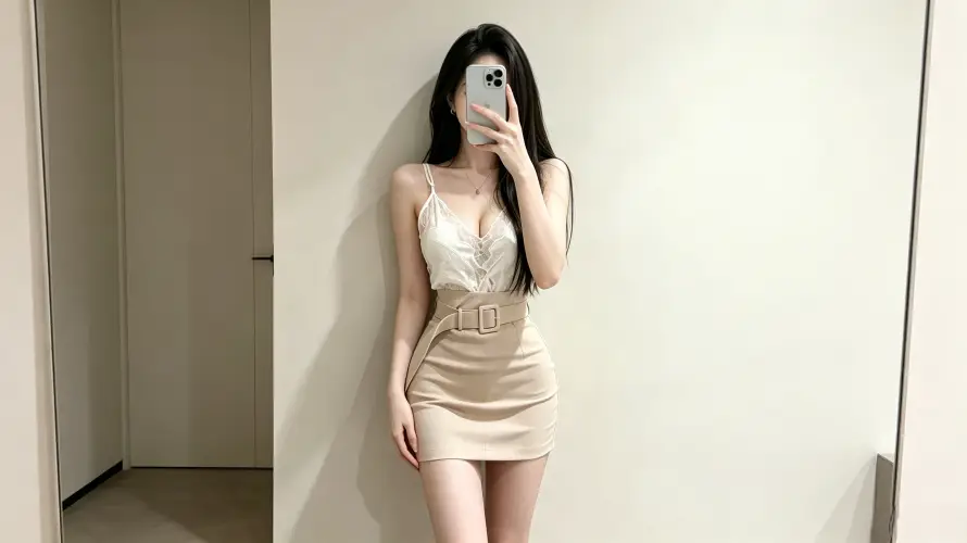 4k长发壁纸 - 美女 - 室内 - 穿搭「哲风壁纸」