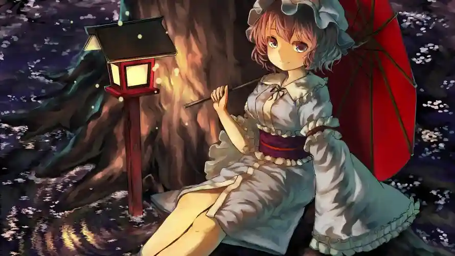 4k亡灵姬壁纸-冥界场景 - 和风服饰-夜间水岸「哲风壁纸」