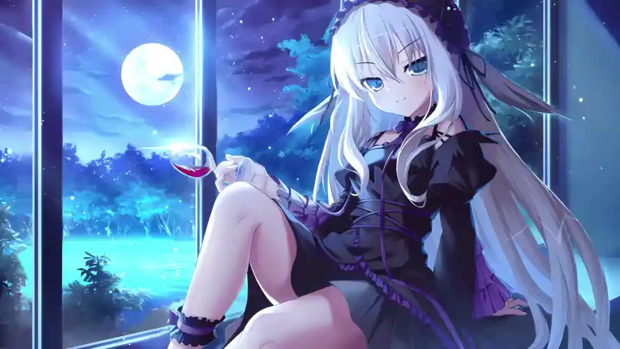 4k夜景壁纸-少女 - 月夜-树林「哲风壁纸」