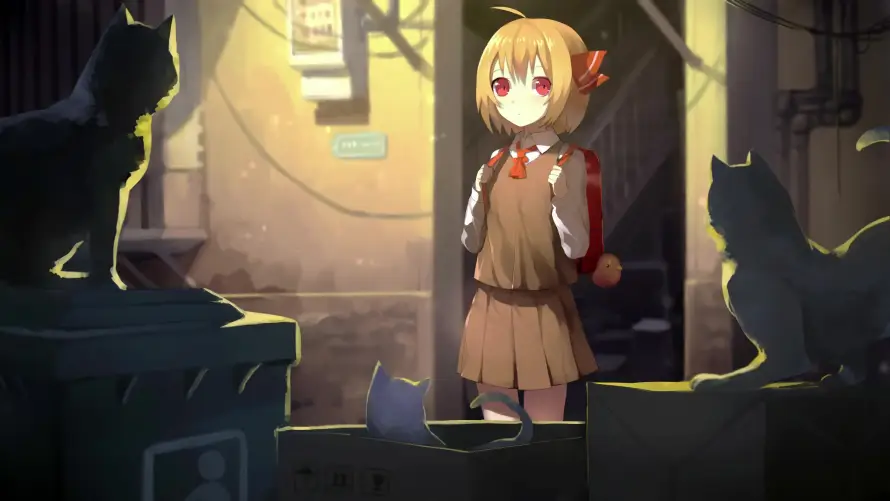 4k小巷壁纸-少女 - 暖光-暗角「哲风壁纸」