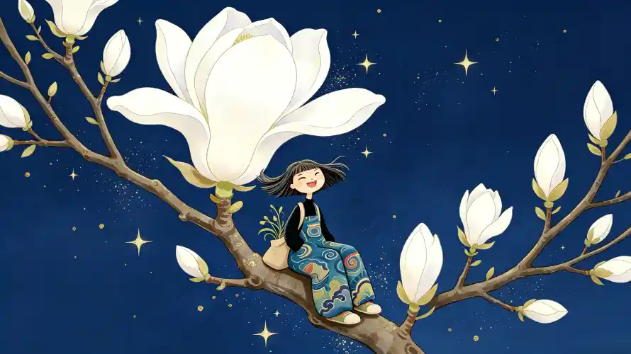 4k花朵壁纸 - 夜晚 - 树枝 - 星空「哲风壁纸」