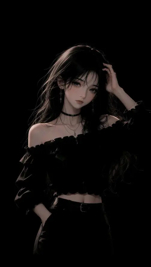 4k少女壁纸 - 手绘 - 酷飒 - 长发「哲风壁纸」